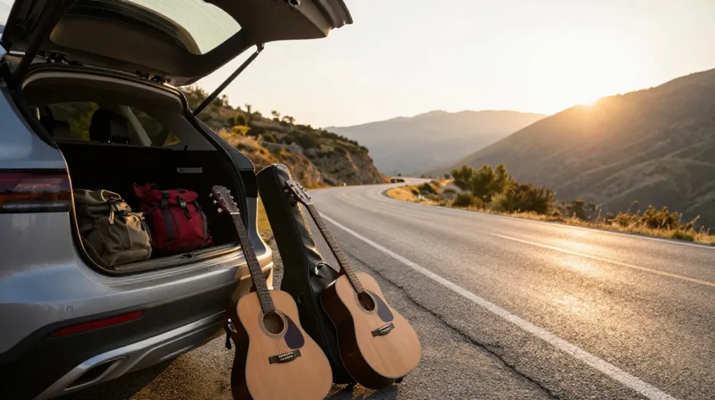 ✈️ Guitar Puns for Travel, Road Trips & Adventure Captions
